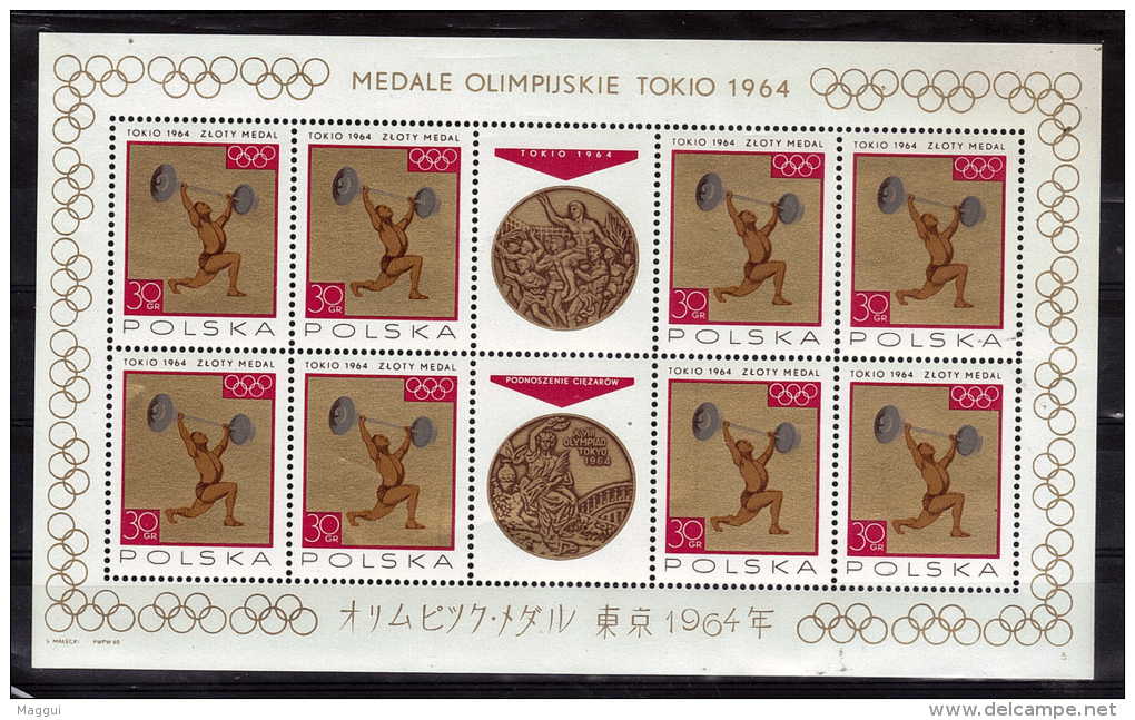 POLOGNE  Feuillet  N° 1472 * *   Tokyo Jo 1964 Halterophilie Medaille - Gewichtheben