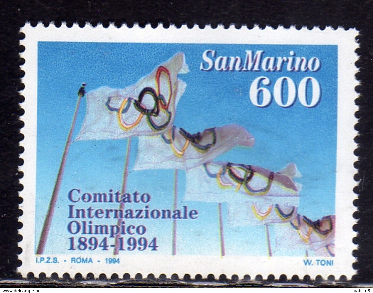 REPUBBLICA DI SAN MARINO 1994 COMITATO INTERNAZIONALE OLIMPICO CENTENARIO CIO CENTENARY LIRE 600 MNH - Ungebraucht