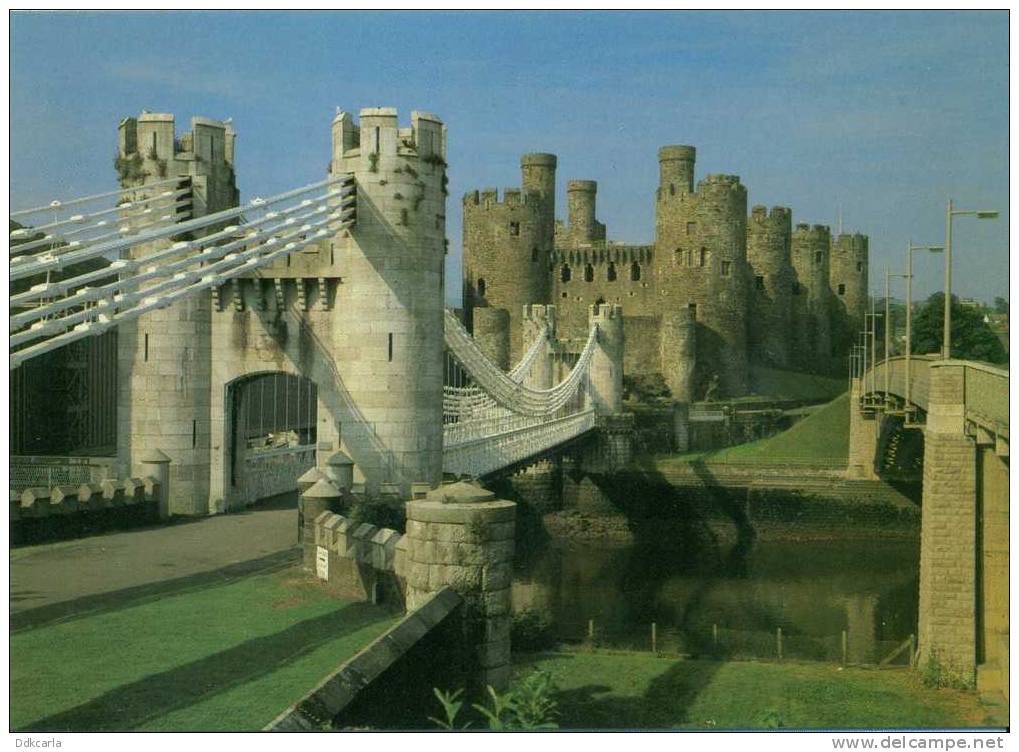 Conwy Castle, Gwynedd - View From North-east Showing - Telford's Suspension Bridge - Sonstige & Ohne Zuordnung