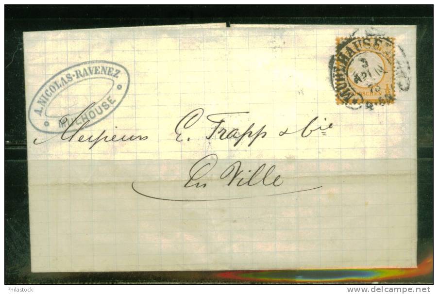 ALLEMAGNE  N° 3 Obl. S/Lettre Entiére (Obl. Mulhouse Fer à Cheval) - Cartas & Documentos