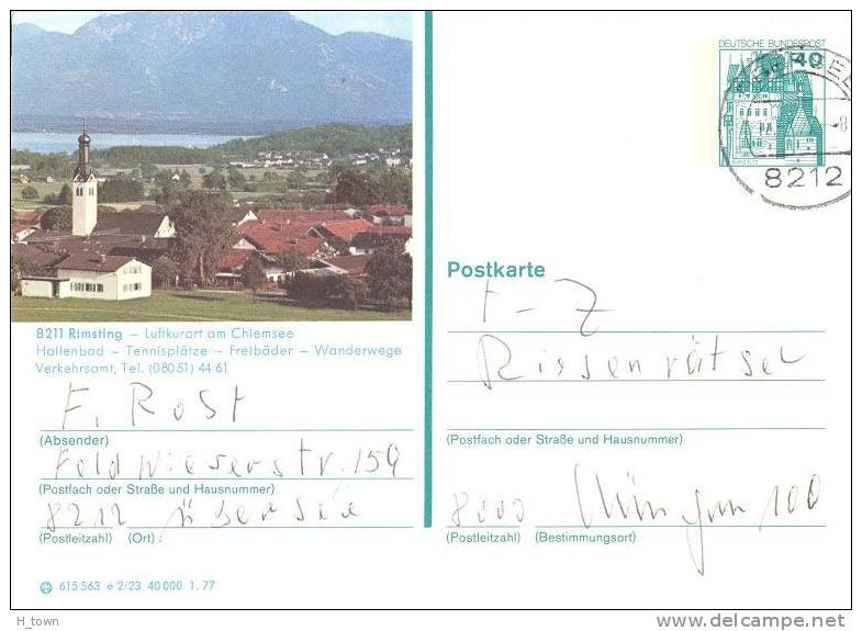 Tennis, Natation, Trekking: Carte Postal, Allemagne 1977  –  Stationery Postcard From Germany. Swimming Hiking - Tennis