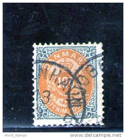 DANEMARK 1875 OBLITERE´ DENT 12 3/4 FILIGRANE 2 - Used Stamps