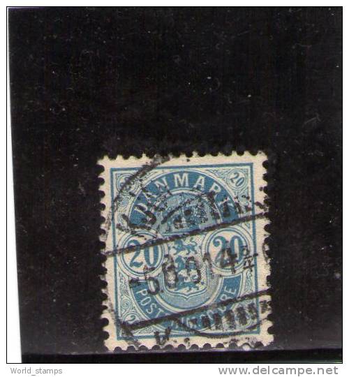 DANEMARK 1884 OBLITERE´ DENT 12 3/4 FILIGRANE 2 - Used Stamps