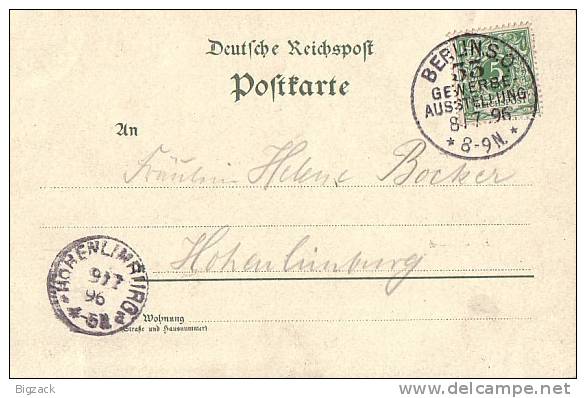 Seltene Ak Berliner-Gewerbe-Ausstellung 1896 Mit SST Vom 8.7.96 Ansehen !!!!!!!! - Expositions