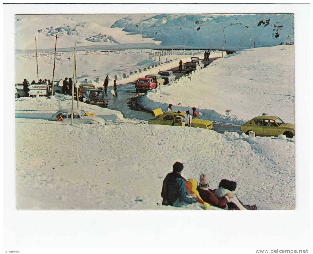 Portugal Cor 11593 – SERRA DA ESTRELA - JUNTO À TORRE 2000m. OLD CARS AUTOMOBILES VOITURES DATSUN BMW 2002  PEUGEOT - Guarda