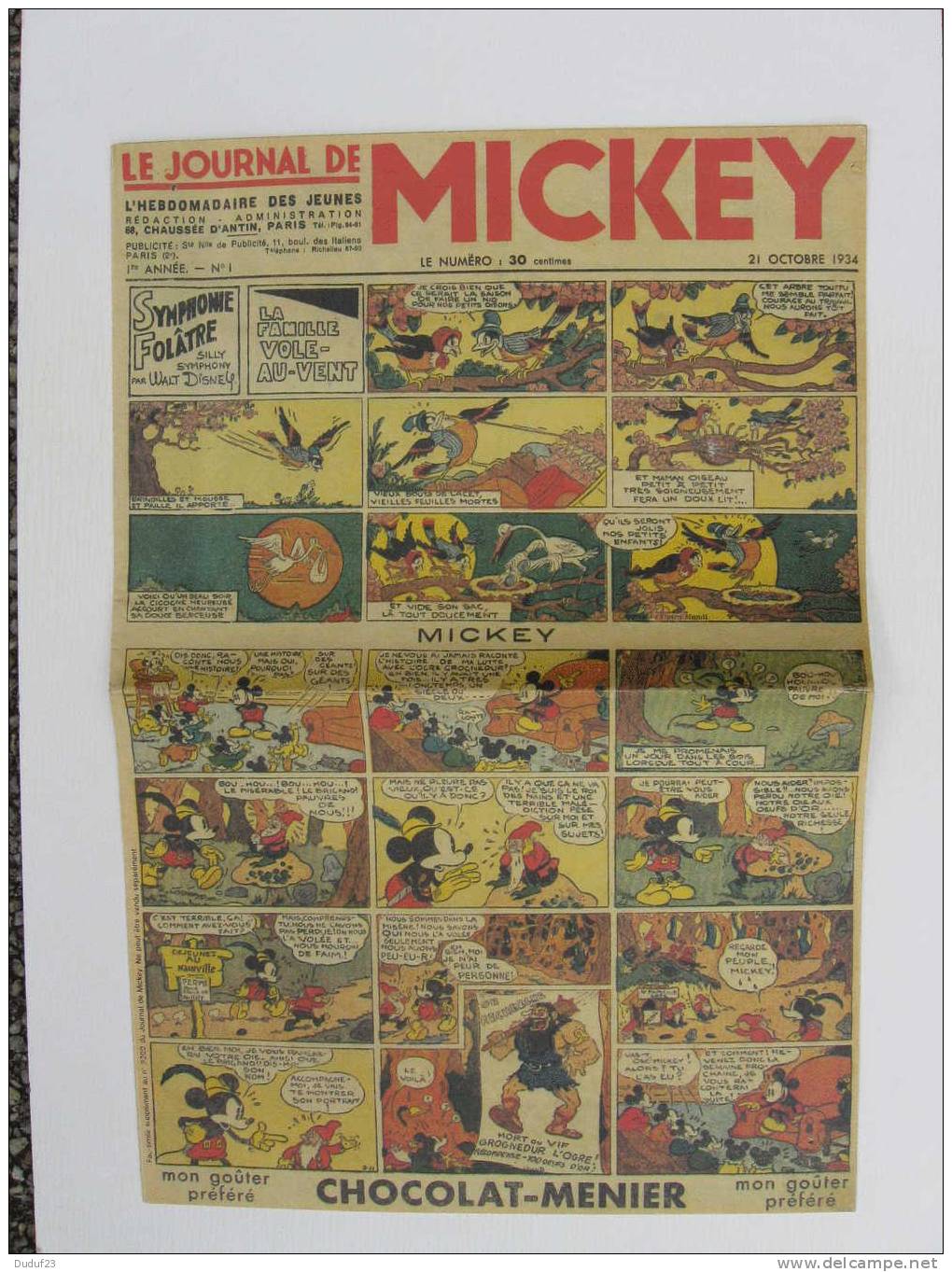 LE JOURNAL DE MICKEY N° 1 - 21/10/1934 - FAC SIMILE Supplément Du N° 2200 - Journal De Mickey
