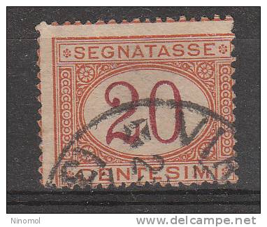 Italia   -   1890-94.  Segnatasse  20 Cent..  Viaggiato, Dentellatura Fortemente Spostata. Varietà - Strafport