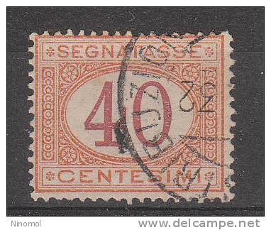 Italia   -   1890-94.  Segnatasse  40 Cent.. Normale Centratura.  Viaggiato - Taxe