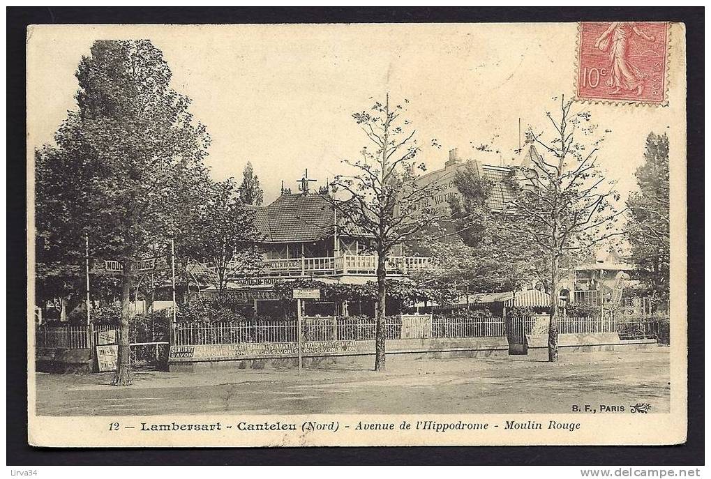 CPA  ANCIENNE- FRANCE- LAMBERSART-CANDELEU (59)- AVENUE DE L'HIPPODROME- MOULIN ROUGE- GROS PLAN- PUB MURALE - Lambersart