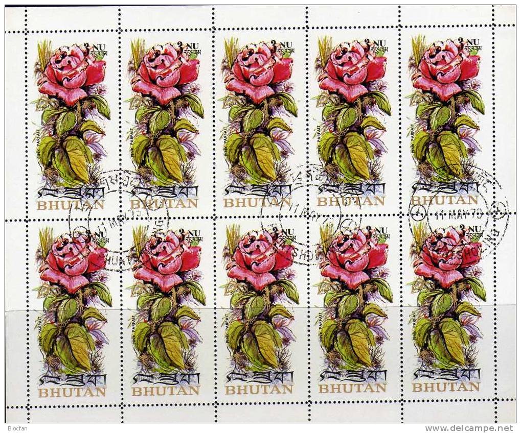 Rosenstrauß 1973 Bhutan 548 Plus Kleinbogen O 10€ Duftende Rosen Pink Parfait Flower Rose Sheetlet From Asia - Other & Unclassified