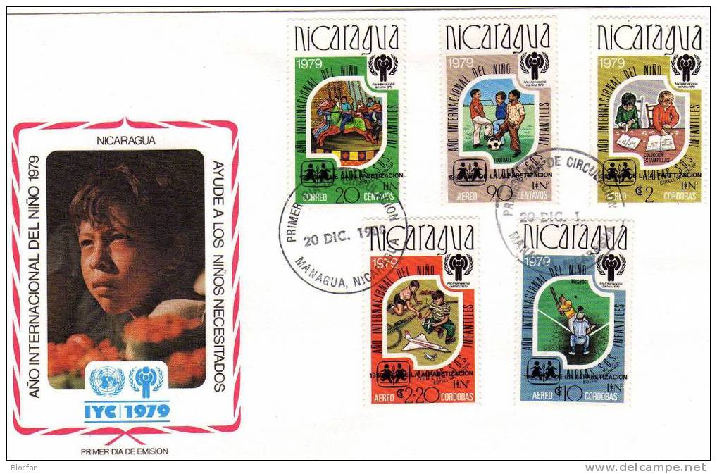 UNO Jahr Des Kindes 1979 Alphabetisierung Nikaragua 2154/8 Plus Block 133 Auf 2xFDC 140€ UNICEF Bloc Sheet From America - Nicaragua