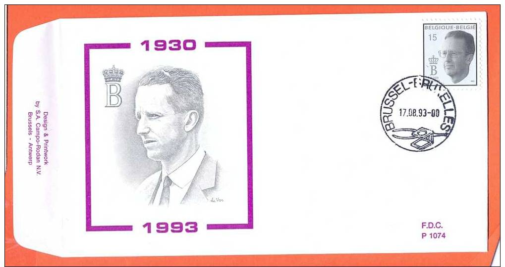 Belgium Belgie 1993 Overlijden Boudewijn P. 1074 - 1991-2000