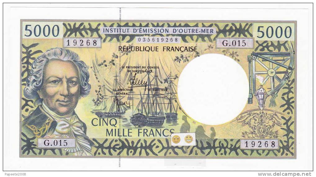 Polynésie Française / Tahiti - 5000 F CFP - Alphabet G.015 / 2011 / Signatures Barroux / Noyer / Besse - Neuf / UNC - Territoires Français Du Pacifique (1992-...)