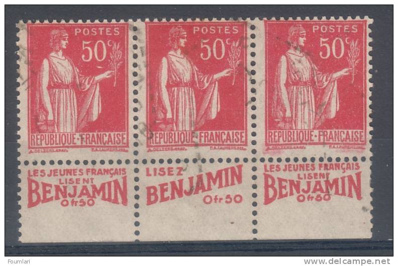 Bande Pub - Bande 3 - Paix 50c Rouge - BENJAMIN - Type 1 - Other & Unclassified