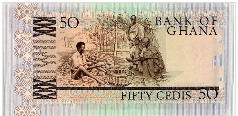 GHANA  50 CEDIS  1980  PICK 22 UNC. - Ghana