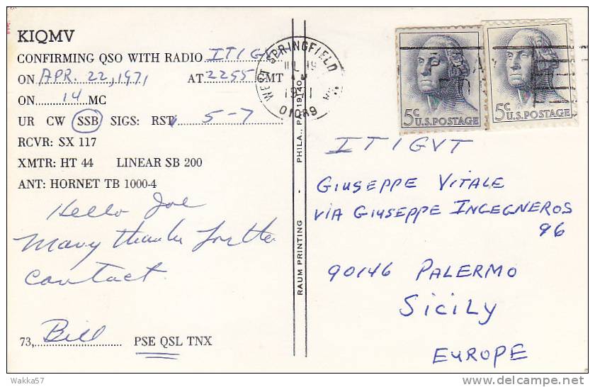 A332- U.S.A UNITED STATES QSL CARD TO ITALY - Radio