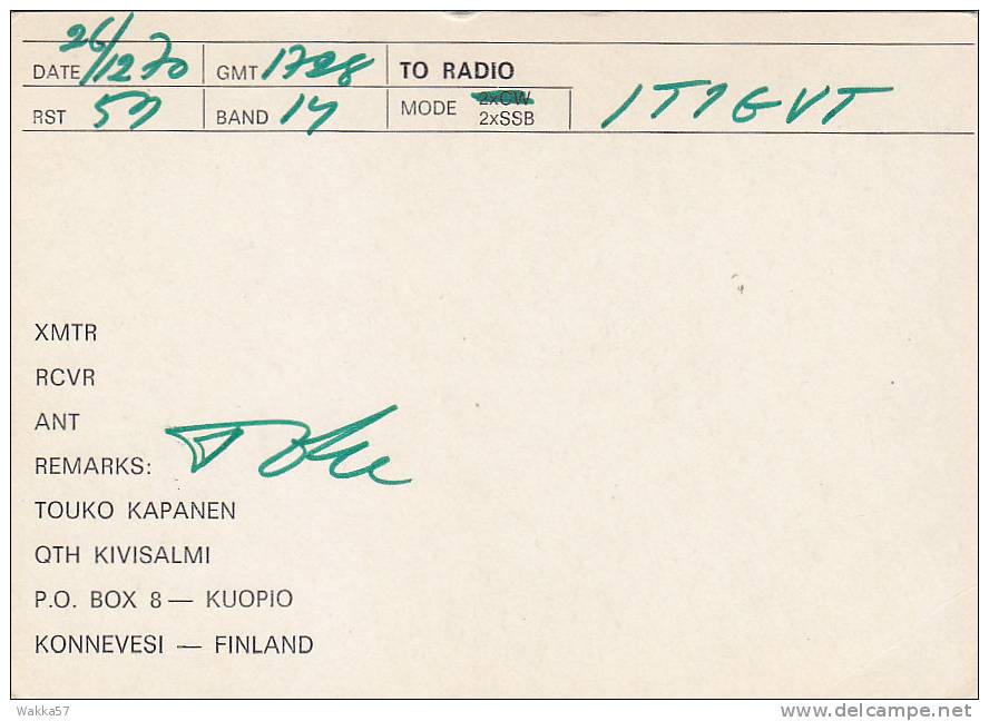 A333- KONNEVESI FINLAND QSL CARD - Radio