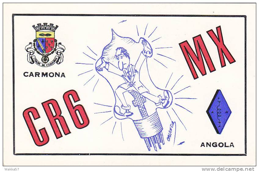 A334- CARMONA - ANGOLA  - QSL CARD TO ITALY - Radio