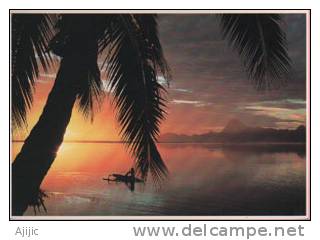 Coucher De Soleil Sur L´ile Moorea.  CP Neuve - - French Polynesia