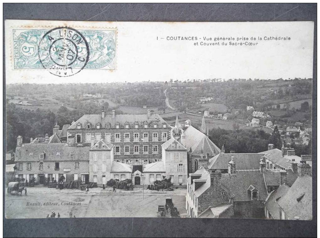 Coutances Vue Generale Prise De La Cathedrale Et Couvent Du Sacre Coeur - Coutances