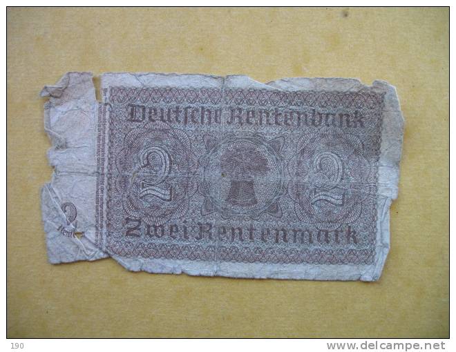 2 ZWEI RENTENMARK 1937 - Andere & Zonder Classificatie