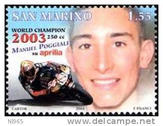 REPUBBLICA DI SAN MARINO - ANNO 2004 - MOTOMONDIALE MANUEL POGGIALI  ** MNH - Ungebraucht