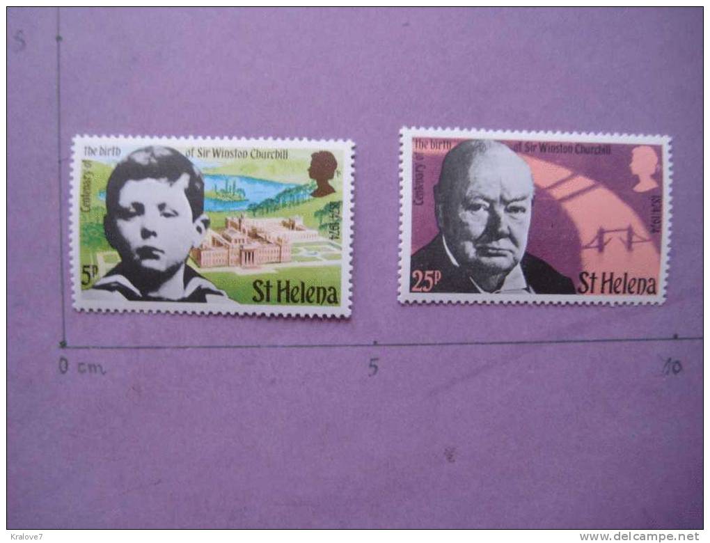 ST HELENE 2 TIMBRES NEUF 1974 ANNIVERSAIRE W. CHURCHILL ST HELENA 1974 2 STAMPS MNH - St. Helena