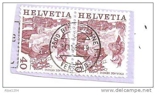 TIMBRES SUISSE IDENTIQUES  - HELVETIA 40 - "ESCALADE GENEVE"  OBLITERE - Collections