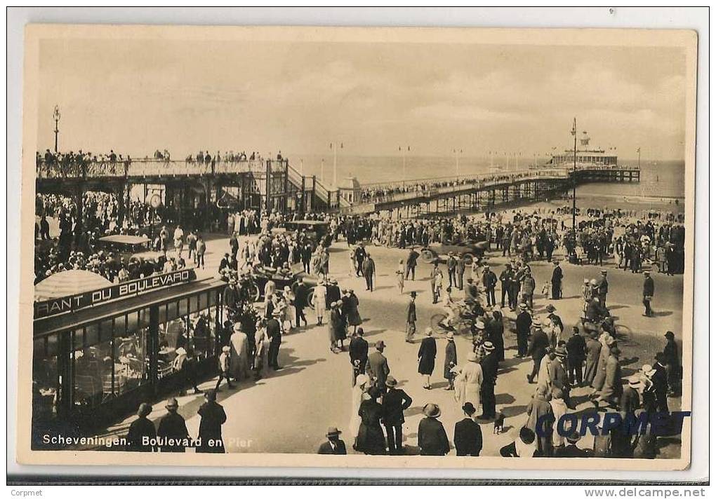 NETHERLANDS - VF 1930 POSTCARD SCHEVENINGEN - PIER To GENOVA -  Peinter REMBRANDT Zegels Verkrijgbaar MECHANICAL Cancel - Maschinenstempel (EMA)