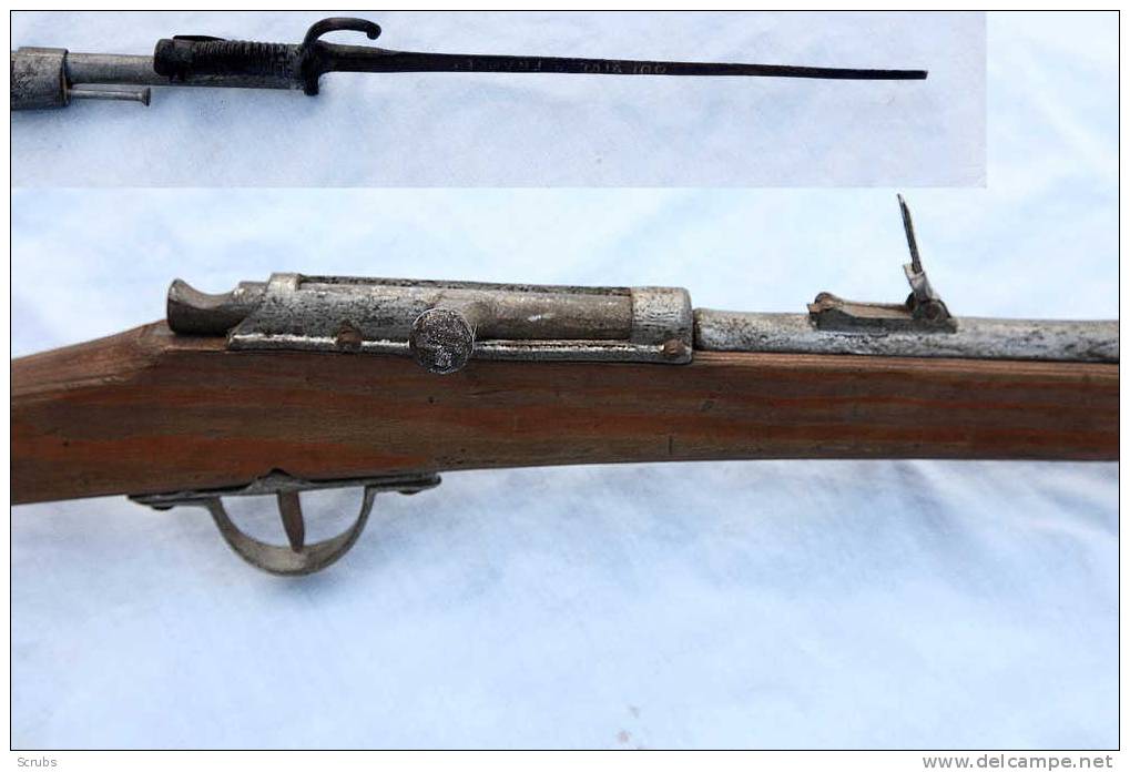 Fusil D'Instruction En Bois + Baïo GARRIGUES Vers 1870 - Decorative Weapons