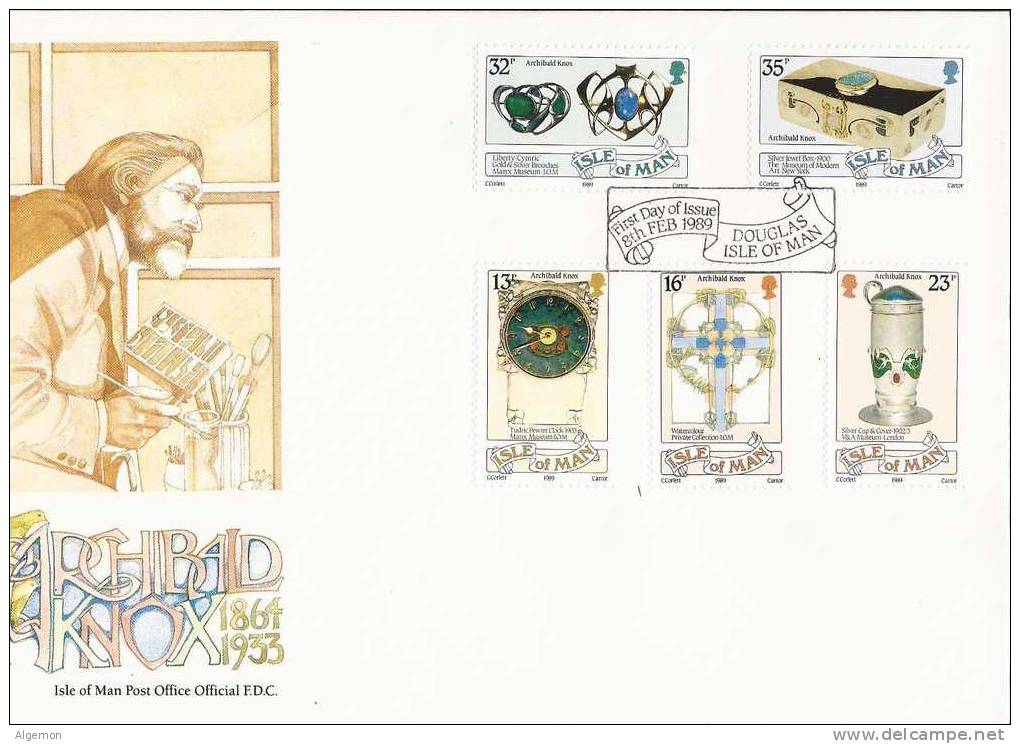 1600 -  FDC Isle Of Man Archibald Knox - Horlogerie