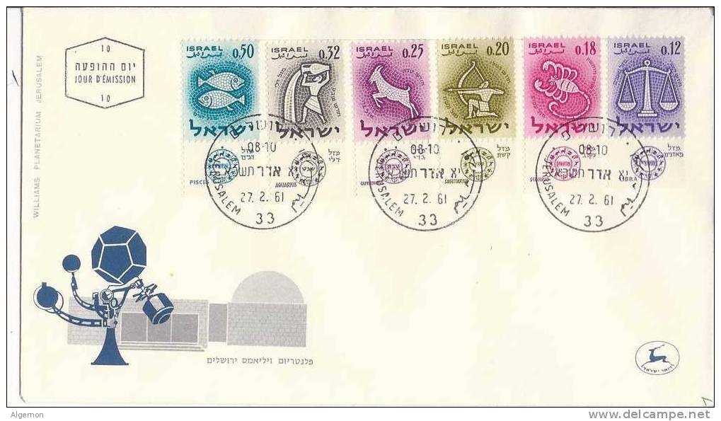 1595 -  2  FDC Signes Du Zoodiaque Israël 1961 - Astrologie