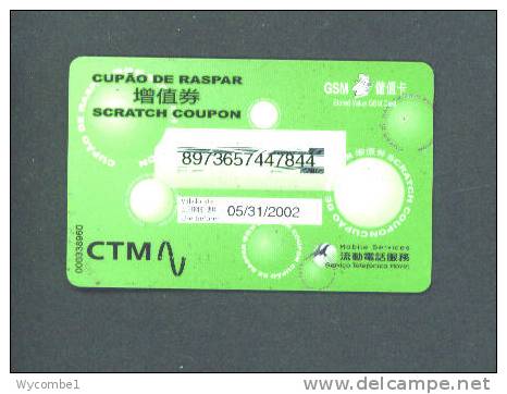 MACAU - Remote Phonecard/Scratch Coupon - Macau