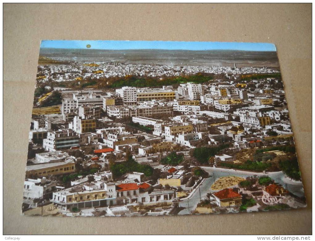 CPSM MEKNES Vue Panoramique Aérienne Deur La Rue Commandant Chalureau, La Rue D'Alger - Meknes