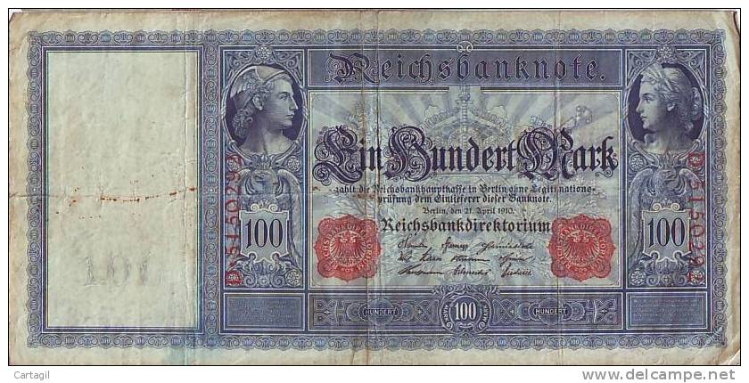 Allemagne - Billet 100 Reichsmarks Bon état Avec Traces De Circulation De 1910 - 100 Mark