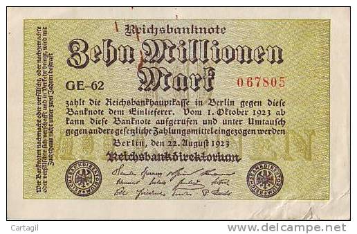 Allemagne - B857 - Billet Uniface -  10 Millionen  Mark  ( Type, Nature, Valeur, état ...voir Scan) - 10 Mio. Mark