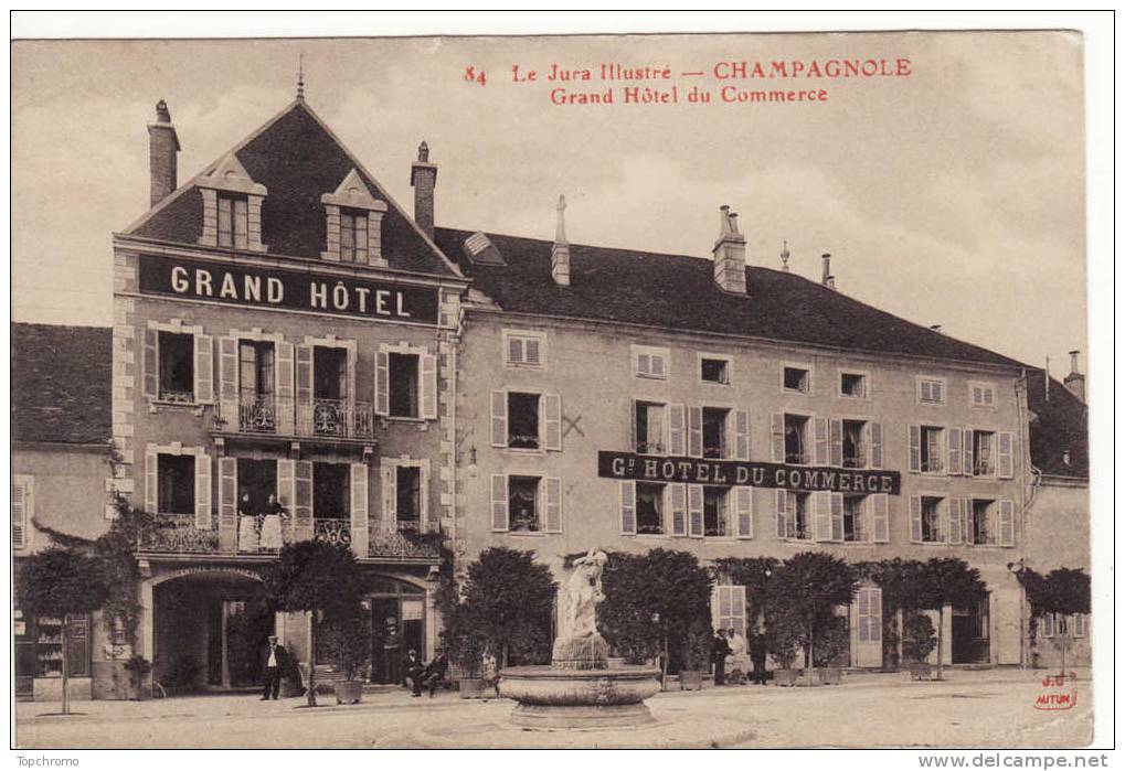 CARTE POSTALE Champagnole Grand Hôtel Du Commerce Cachet Ambulant Morez à - Andere & Zonder Classificatie