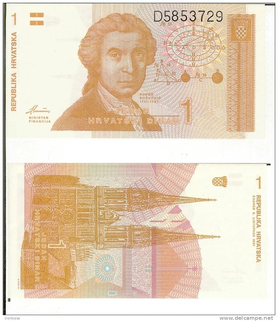 Croazia: 1 Dinaro 1991 (FDS - UNCIRCULATED) - Kroatien