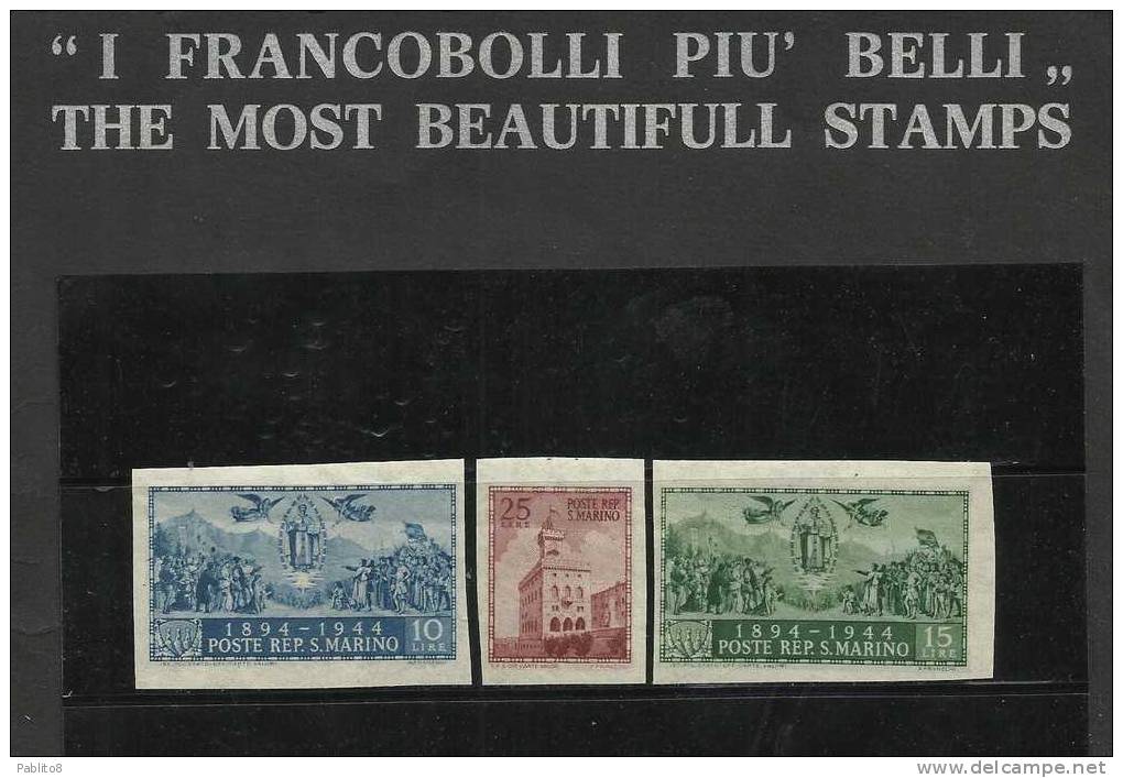 SAN MARINO 1945 PALAZZO DEL GOVERNO CARDUCCI DA FOGLIETTO SERIE COMPLETA NON DENTELLATI FROM SHEET MNH - Unused Stamps