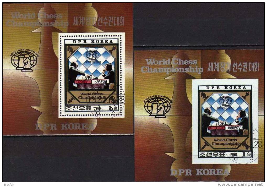 Schach Weltmeisterschaft Schachfiguren 1980 Korea Block 89 A Plus B O 16€ Weltmeister Karpov Kortschnoj Sheet From Corea - Corea (...-1945)