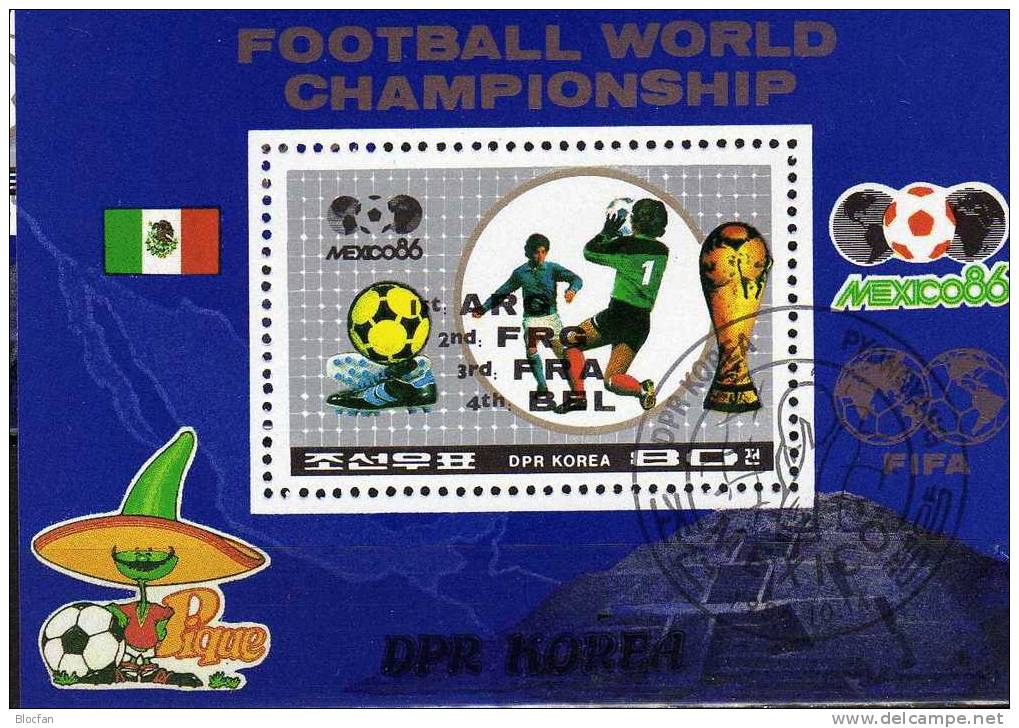 Platzierungen Fußball WM 1986 Champion Argentina Korea Block 221 O 2€ Bloque Hojitawith Overprint Soccer Sheet Bf Corea - Corée (...-1945)