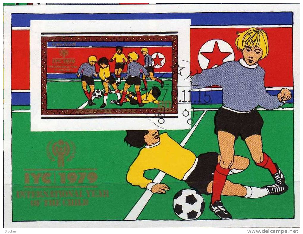 Kinder Spiel UNO Jahr Des Kindes 1979 Korea Block 67A Plus B O 18€ Fussball In Der Schule Auf Dem Rasen Sheet From Corea - Corea (...-1945)