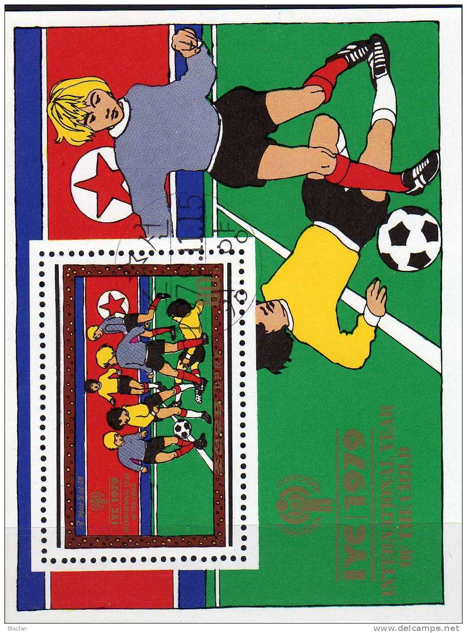 Kinder Spiel UNO Jahr Des Kindes 1979 Korea Block 67A Plus B O 18€ Fussball In Der Schule Auf Dem Rasen Sheet From Corea - Corea (...-1945)