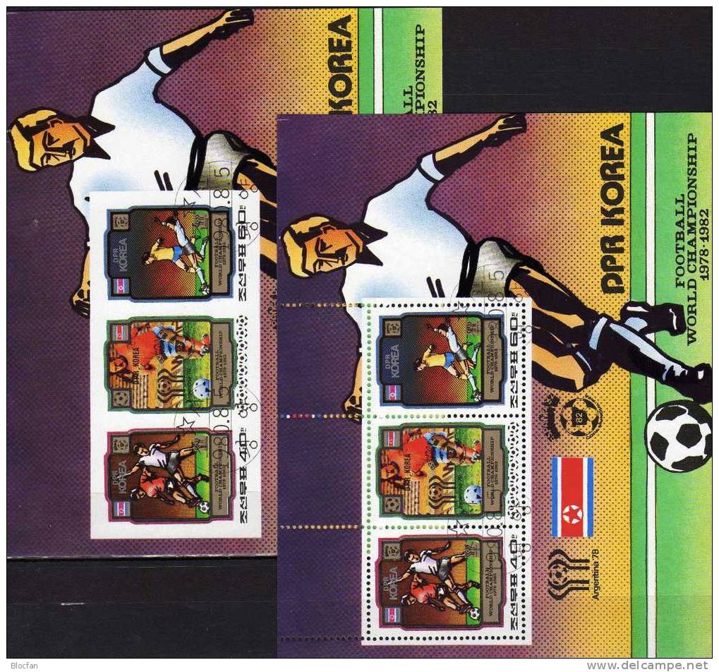 Spielszene Fussball WM Spanien 1982 Korea Block 79 A Plus B O 20€ Fußball - WM Soccer Bloc Sheet From Corea - Korea (...-1945)