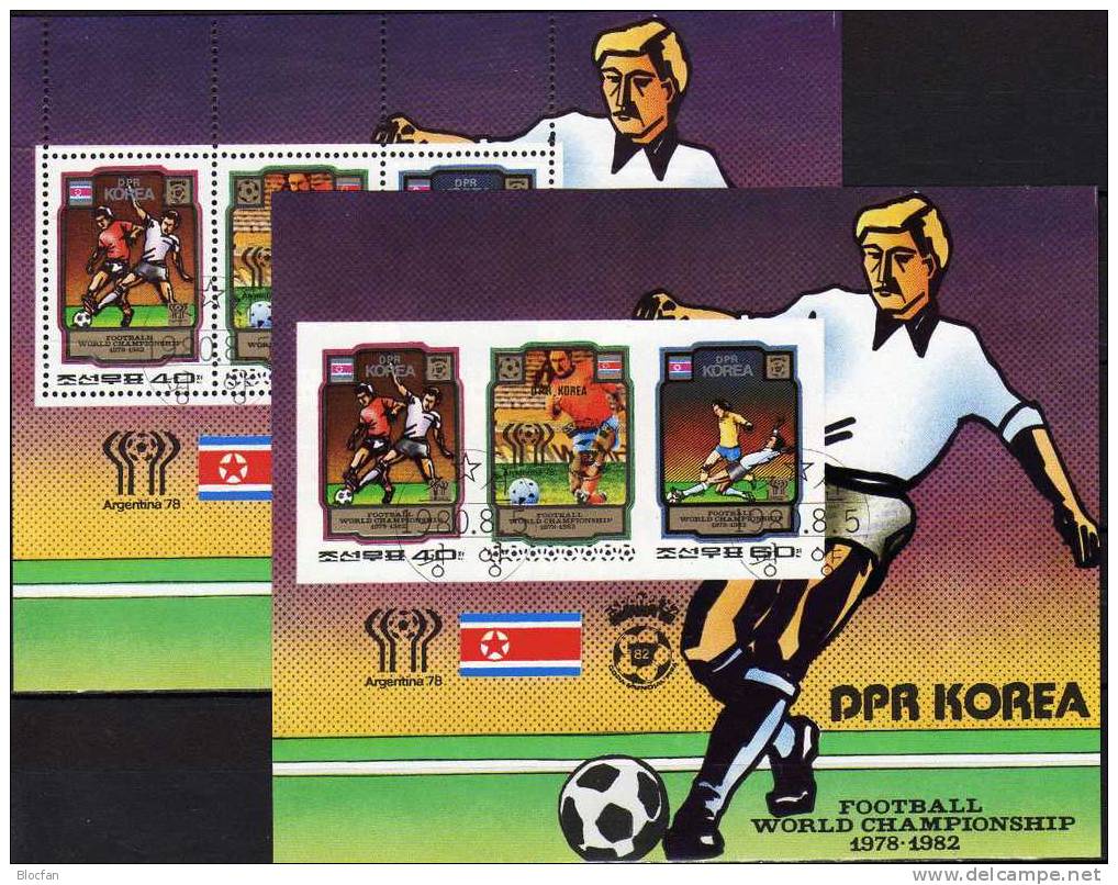 Spielszene Fussball WM Spanien 1982 Korea Block 79 A Plus B O 20€ Fußball - WM Soccer Bloc Sheet From Corea - Korea (...-1945)