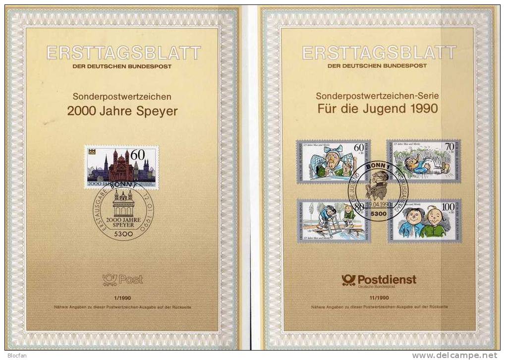 II.Quartal ETB 1990 BRD 1455-1472 SST 43€ Jugend Mai Hausfrau CEPT Flagge UIT Schiff .. Ersttagsblätter Set From Germany - Lettres & Documents