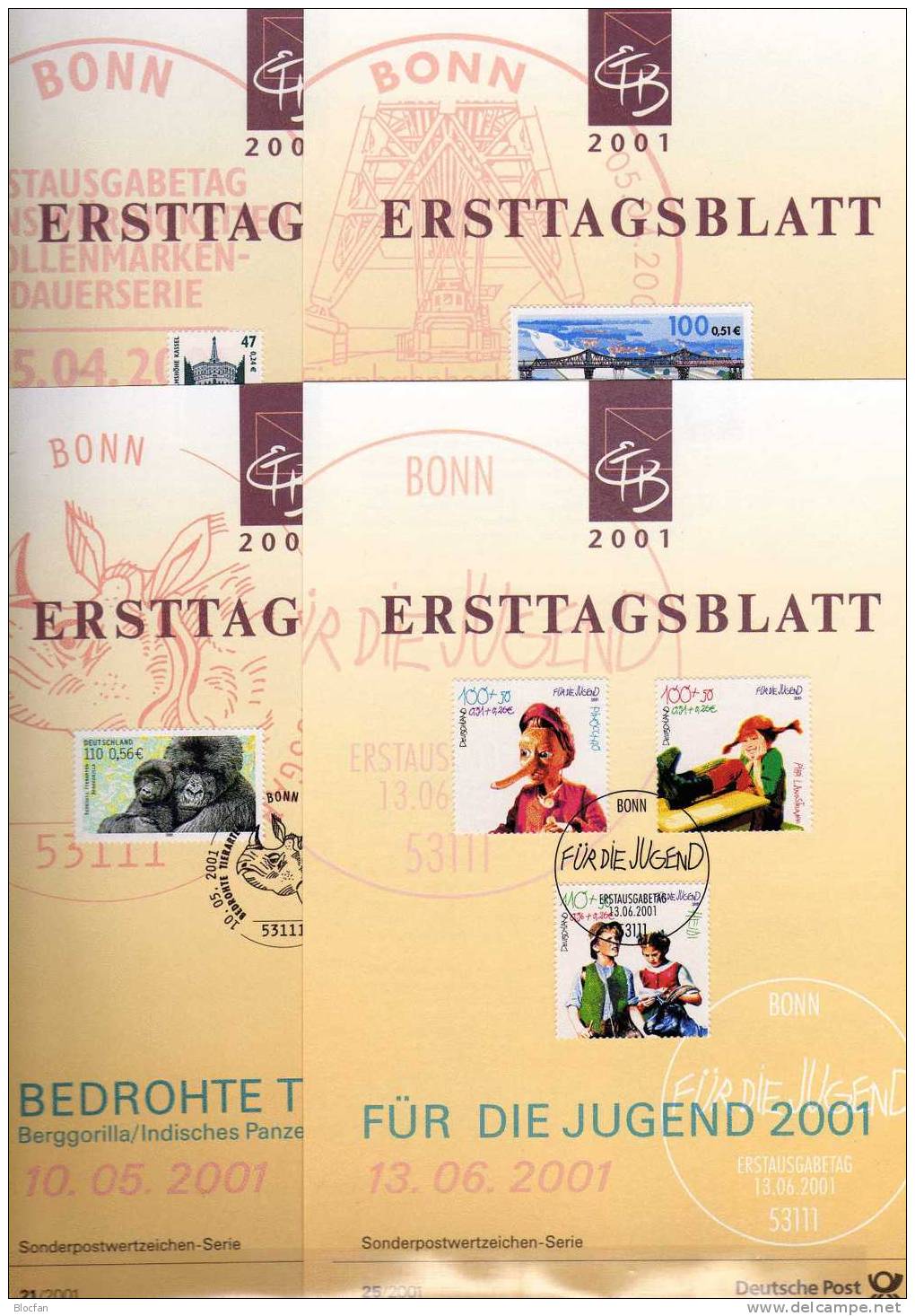 II.Quartal ETB 2001 BRD 2176-2196 SST 27€ Kassel Brücke Post Musik Goethe Tier Anhalt Wasser Ersttagsblatt From Germany - Cartas & Documentos