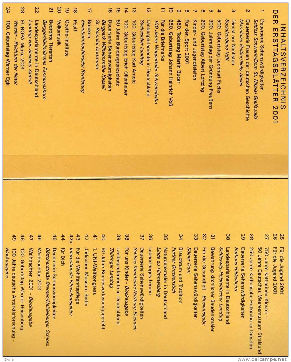 III.Quartal ETB 2001 BRD 2197-2216 SST 33€ Rathaus Kiel Dorfkirche Herz Dom Drache Linde Tier Ersttagsblatt From Germany - Brieven En Documenten