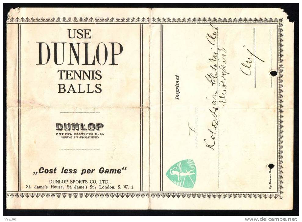 PRIVAT POSTCARD  1929 OPEN INTERNATIONAL LAWN- TENNIS TOURNAMENT ,VERY RARE DOCUMENT!! - Tennis