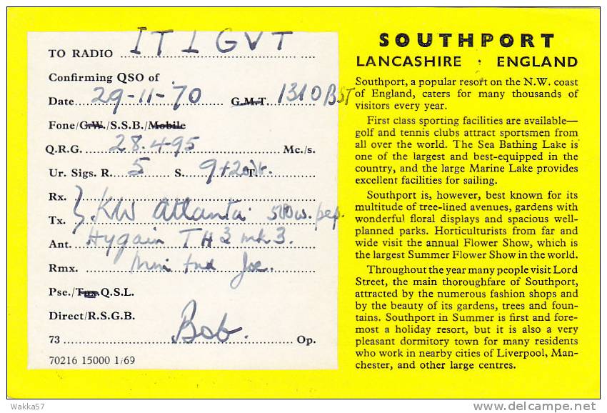 A385- SOUTHPORT LANCASHIRE ENGLAND - QSL CARD - Radio